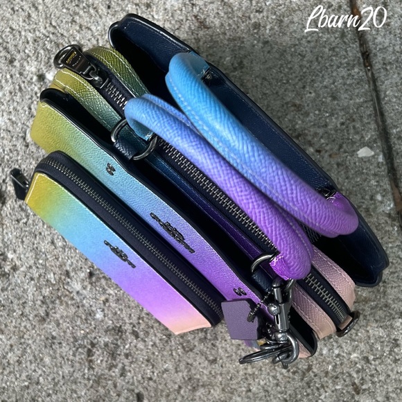Coach Mini Lillie Ombré Pastel Satchel Bag Wallet and Matching Feather Set Pride - Picture 8 of 16